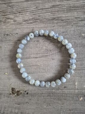 Gray Labradorite Beaded Stretch Bracelet Set - 1 Piece Only
